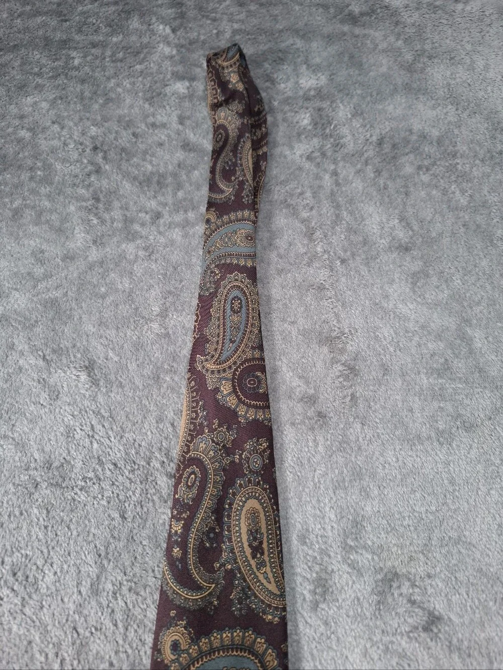 Brioni Italy 100% Silk Tie Burgundy Teal Paisley Men's Luxury Necktie Classic